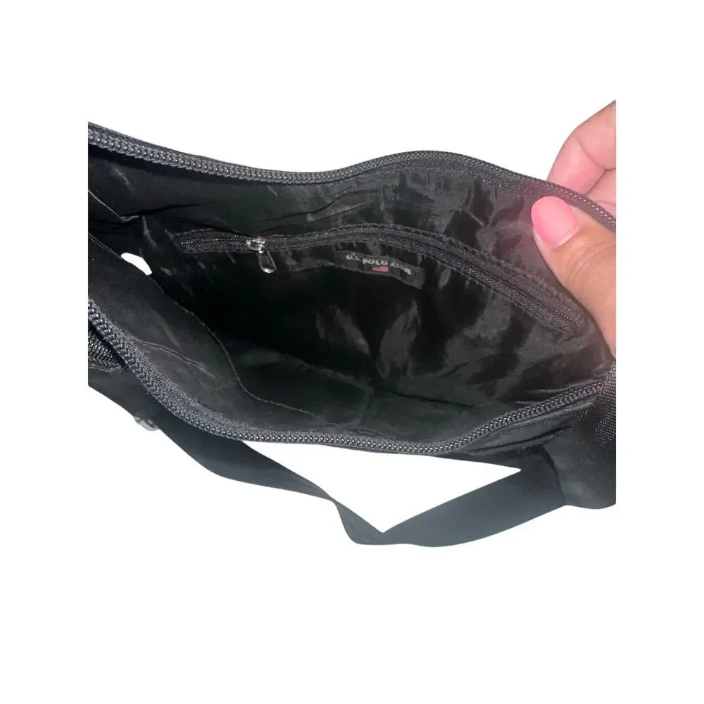 U.S. Polo Assn.Black Nylon Crossbody Bag Adjustable Strap Lightweight Purse Y2K